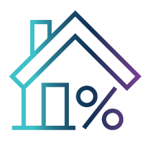 house and percent sign icon